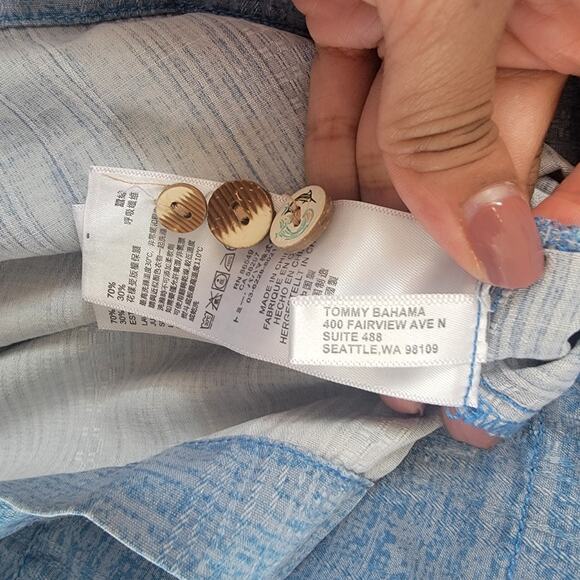 Tommy Bahama Blue Silk Turkish Sea‎ Bloom Adrift Floral Button Front Shirt Large - Picture 16 of 16